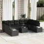 Conjunto de Sofá de Jardín Set de 10 Negro Ratán, Poliéster, Acero by , Outdoor sofas - Ref: Foro24-3347233, Price: 647,81 €,...