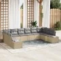 Conjunto de Sofá de Jardín de 10 Piezas con Cojines Beige de Poliratán de , Sofás de exterior - Ref: Foro24-3347240, Precio: ...