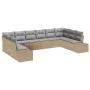 Conjunto de Sofá de Jardín de 10 Piezas con Cojines Beige de Poliratán de , Sofás de exterior - Ref: Foro24-3347240, Precio: ...