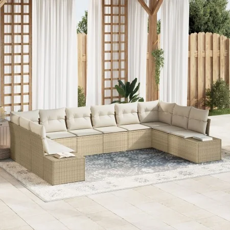 Conjunto de sofá de jardín de 10 piezas con cojines Beige Ratán Sintético by , Outdoor sofas - Ref: Foro24-3347241, Price: 69...