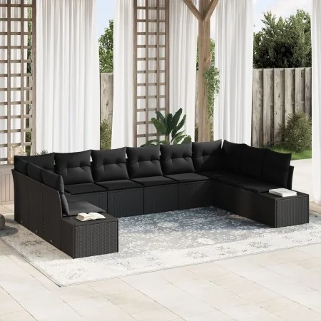 Conjunto de Sofás de Jardín de 10 Piezas con Cojines en Ratán Negro by , Outdoor sofas - Ref: Foro24-3347243, Price: 678,57 €...