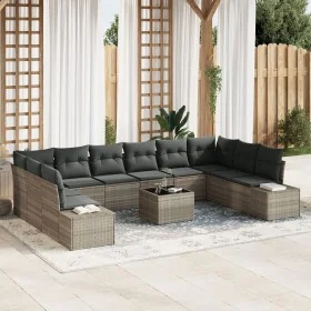 Juego de Sofá de Jardín de 11 piezas con Cojines Gris Ratán Poliéster by , Outdoor sofas - Ref: Foro24-3347252, Price: 767,35...