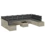 Juego de Sofá de Jardín de 11 piezas con Cojines Gris Ratán Poliéster by , Outdoor sofas - Ref: Foro24-3347252, Price: 767,35...