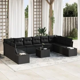 Juego de Sofá de Jardín de 11 Piezas con Cojines Beige Poliratán by , Outdoor sofas - Ref: Foro24-3347253, Price: 739,54 €, D...