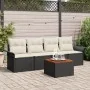 Juego de Sofás de Jardín de 5 Piezas con Cojines Negro Poliratán Acacia | Foro24.es | Tu tienda online para hogar, jardín y más Foro24.es