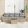 Conjunto de Sofá de Jardín de 5 Piezas con Cojines Beige Ratán Poliéster | Foro24.es | Tu tienda online para hogar, jardín y más Foro24.es