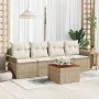 Juego de Sofás de 5 Piezas con Cojines Beige de Ratán Poliéster Acacia by , Outdoor sofas - Ref: Foro24-3347260, Price: 332,1...