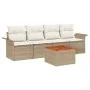 Juego de Sofás de 5 Piezas con Cojines Beige de Ratán Poliéster Acacia by , Outdoor sofas - Ref: Foro24-3347260, Price: 332,1...