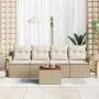 Juego de Sofás de 5 Piezas con Cojines Beige de Ratán Poliéster Acacia by , Outdoor sofas - Ref: Foro24-3347260, Price: 332,1...