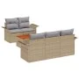 Conjunto de Sofá de Jardín de 6 Piezas con Cojines Beige de Poliratán Acacia | Foro24.es | Tu tienda online para hogar, jardín y más Foro24.es