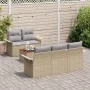 Conjunto de Sofá de Jardín de 6 Piezas con Cojines Beige de Poliratán Acacia | Foro24.es | Tu tienda online para hogar, jardín y más Foro24.es