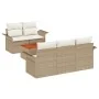Juego de Sofá de Jardín de 6 Piezas con Cojines Beige de Ratán Poliéster Acacia von , Outdoor-Sofas - Ref: Foro24-3347267, Pr...
