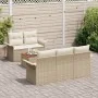 Juego de Sofá de Jardín de 6 Piezas con Cojines Beige de Ratán Poliéster Acacia von , Outdoor-Sofas - Ref: Foro24-3347267, Pr...