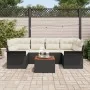 Juego de Sofá de Jardín de 7 Piezas con Cojines Negro Polirratán Acacia | Foro24.es | Tu tienda online para hogar, jardín y más Foro24.es