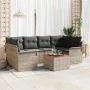 Set de Sofá de Jardín de 7 Piezas con Cojines Gris Poliratán Acacia de , Sofás de exterior - Ref: Foro24-3347279, Precio: 437...