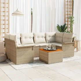 Juego de Sofá de Jardín de 7 Piezas con Cojines Beige Ratán Poliéster Acacia by , Outdoor sofas - Ref: Foro24-3347281, Price:...