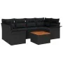 Conjunto de Sofá de Jardín de 7 Piezas con Cojines Negro Ratán Poliéster Acacia | Foro24.es | Tu tienda online para hogar, jardín y más Foro24.es