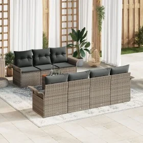 Conjunto de Sofá de Jardín de 8 Piezas con Cojines Gris Ratán Poliéster Acacia by , Outdoor sofas - Ref: Foro24-3347286, Pric...