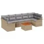Conjunto de Sofá de Jardín de 8 Piezas con Cojines Beige Ratán Poliéster Acacia | Foro24.es | Tu tienda online para hogar, jardín y más Foro24.es