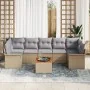 Conjunto de Sofá de Jardín de 8 Piezas con Cojines Beige Ratán Poliéster Acacia | Foro24.es | Tu tienda online para hogar, jardín y más Foro24.es