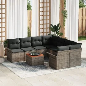 Set de Sofá de Jardín de 9 Piezas con Cojines Gris Poliratán Acacia by , Outdoor sofas - Ref: Foro24-3347307, Price: 554,74 €...