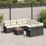 Set de Sofás de Jardín de 9 Piezas con Cojines Negro Polirratán Acacia | Foro24.es | Tu tienda online para hogar, jardín y más Foro24.es