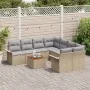 Juego de Sofás de Jardín de 9 Piezas con Cojines Beige Poli Ratan Acacia | Foro24.es | Tu tienda online para hogar, jardín y más Foro24.es