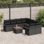 Juego de Sofá de Jardín de 9 Piezas con Cojines Negro Poliratán Acacia | Foro24.es | Tu tienda online para hogar, jardín y más Foro24.es