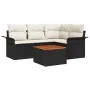 Conjunto de Sofá de Jardín de 5 Piezas con Cojines Negro Poliratán Acacia | Foro24.es | Tu tienda online para hogar, jardín y más Foro24.es