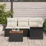 Conjunto de Sofá de Jardín de 5 Piezas con Cojines Negro Poliratán Acacia | Foro24.es | Tu tienda online para hogar, jardín y más Foro24.es