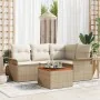 Juego de sofá de jardín de 5 piezas con cojines beige en poliratán y acacia by , Outdoor sofas - Ref: Foro24-3347323, Price: ...
