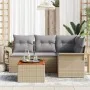 Juego de Sofá de Jardín de 5 Piezas con Cojines Beige de Poliratán Acacia | Foro24.es | Tu tienda online para hogar, jardín y más Foro24.es