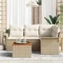 Juego de sofá de jardín de 5 piezas con cojines beige en poliratán y acacia by , Outdoor sofas - Ref: Foro24-3347323, Price: ...
