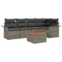 Juego de Sofá de Jardín de 6 Piezas con Cojines Gris Poliratán Acacia by , Outdoor sofas - Ref: Foro24-3347328, Price: 375,86...