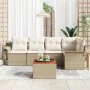 Juego de Sofá de Jardín de 6 Piezas con Cojines Beige Poliratán Acacia by , Outdoor sofas - Ref: Foro24-3347330, Price: 423,9...