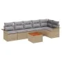 Juego de Sofá de Jardín de 7 Piezas con Cojines Beige de Poliratán Acacia | Foro24.es | Tu tienda online para hogar, jardín y más Foro24.es