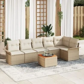 Juego de Sofá de Jardín de 7 Piezas con Cojines Beige Poly Rattan Acacia by , Outdoor sofas - Ref: Foro24-3347337, Price: 468...