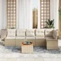Juego de Sofá de Jardín de 7 Piezas con Cojines Beige Poly Rattan Acacia by , Outdoor sofas - Ref: Foro24-3347337, Price: 468...