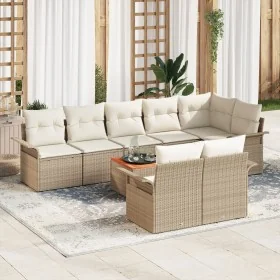 Conjunto de Sofás de Jardín de 9 Piezas con Cojines Beige Poliratán Acacia von , Outdoor-Sofas - Ref: Foro24-3347344, Preis: ...