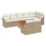 Conjunto de Sofás de Jardín de 9 Piezas con Cojines Beige Poliratán Acacia von , Outdoor-Sofas - Ref: Foro24-3347344, Preis: ...