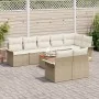 Conjunto de Sofás de Jardín de 9 Piezas con Cojines Beige Poliratán Acacia von , Outdoor-Sofas - Ref: Foro24-3347344, Preis: ...