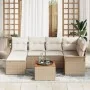 Set de 7 Piezas de Sofá de Jardín con Cojines Beige de Ratán Sintético y Acacia by , Outdoor sofas - Ref: Foro24-3347351, Pri...