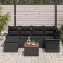 Conjunto de Sofá de Jardín de 7 Piezas con Cojines Negro Poliratán Acacia | Foro24.es | Tu tienda online para hogar, jardín y más Foro24.es