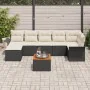 Juego de sofá de jardín de 8 piezas con cojines en negro, poliratán, acacia | Foro24.es | Tu tienda online para hogar, jardín y más Foro24.es