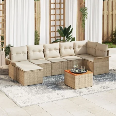 Juego de Sofás de Jardín de 8 Piezas con Cojines Beige Ratán Sintético Acacia by , Outdoor sofas - Ref: Foro24-3347358, Price...