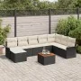 Conjunto de Sofás de Jardín 9 Piezas Negro y crema Ratán y tela de , Sofás de exterior - Ref: Foro24-3347362, Precio: 516,55 ...