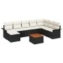 Conjunto de Sofás de Jardín 9 Piezas Negro y crema Ratán y tela de , Sofás de exterior - Ref: Foro24-3347362, Precio: 516,55 ...