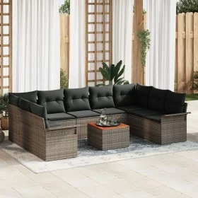 Conjunto de Sofá de Jardín de 10 Piezas con Cojines Gris Poliratán Acacia by , Outdoor sofas - Ref: Foro24-3347370, Price: 59...