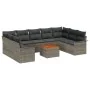 Conjunto de Sofá de Jardín de 10 Piezas con Cojines Gris Poliratán Acacia von , Outdoor-Sofas - Ref: Foro24-3347370, Preis: 5...