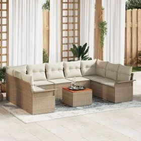 Set de Sofás de Jardín de 10 Piezas con Cojines Beige de Poliratán Acacia by , Outdoor sofas - Ref: Foro24-3347372, Price: 66...